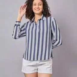 Women Relaxed Fit Stripes Shirt -image-34