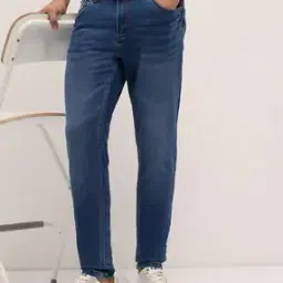 Men Mid Rise Washed Slim Jeans-image-3