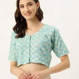 Floral Print Front-Open Blouse-9