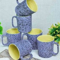 Set of 6 Printed Ceramic Mugs-image-1