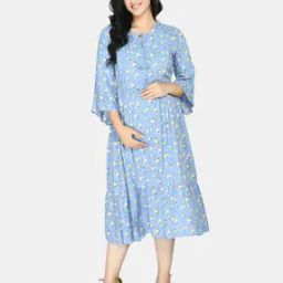 Floral Print A-line Dress with Neck Tie-Up-image-57