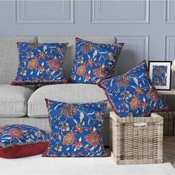 Pack of 5 Floral Print Square Shape Cushion Covers-image-78
