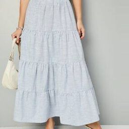 max Women Striped Tiered Skirt-picture-28