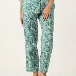 Women Geometric Print Palazzos with Elasticated Waist-image-5