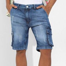 Washed Flat Front Denim Shorts with Insert Pockets-picture-13