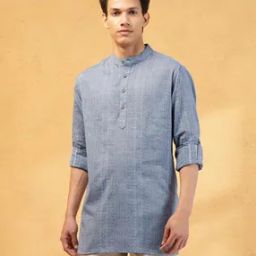 Men Self-Design Regular Fit Short Kurta-image-40