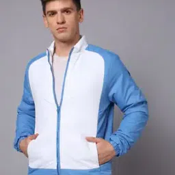 Men Colourblock Zip-Front Regular Fit Jacket-image-84