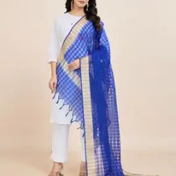 Women Banarasi Silk Checks Dupatta-picture-12