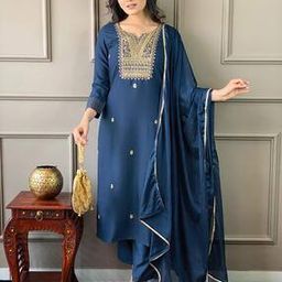 nyrika Women Embroidered Straight Kurta Set-picture-5