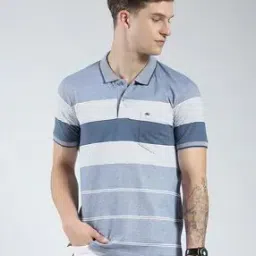   Men Collar Neck Polo Stripes T-shirt-image-95