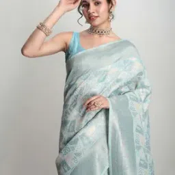 Woven Saree with Contrast Border -image-74