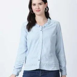 Button-Down Shirt with Lace Detail-image-10