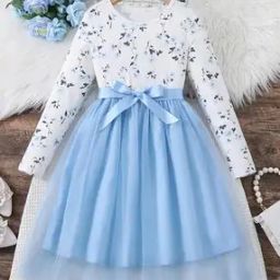 Girls Floral Fit And Flare Dress-picture-11