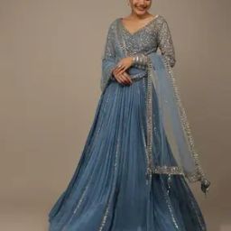 Women Embroidered Flared Lehenga Choli Set with Dupatta-image-5