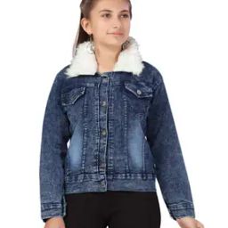 Lightly Washed Trucker Jacket with Faux-Fur Collar-picture-39