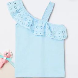 Girls Schiffili Embroidered One Shoulder Top-image-8