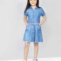 Spread-Collar A-Line Dress with Belt-image-51