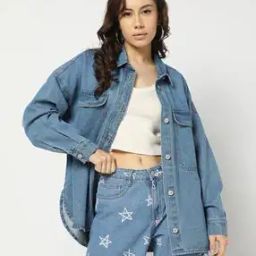 Women Washed Oversized Denim Jacket-picture-24