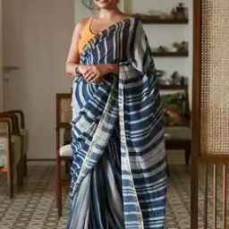Women Cotton Traditional Striped Saree  -image-22