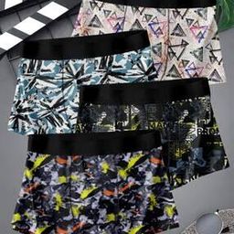 Pack of 4 Men Printed Trunks with Elasticated Waistband-image-79