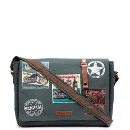 Typographic Print Messenger Bag with Adjustable Strap-13