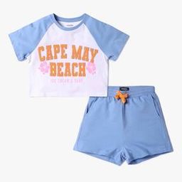 Girls Typographic Print T-Shirt with Shorts-image-84