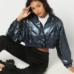 Women Quilted Regular Fit Crop Biker Jacket-37