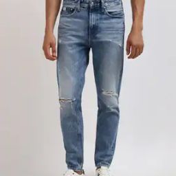 Men Distressed Mid-Rise Tapered Jeans-image-3