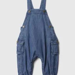 Solid Sleeveless Regular Fit Square-Neck Dungaree-image-3