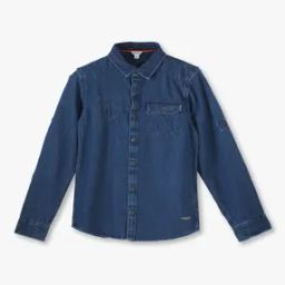 Boys Washed Slim Fit Denim Shirt-image-78