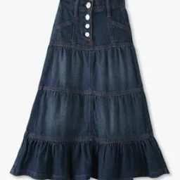 Girls Denim Tiered Maxi Skirt-image-57