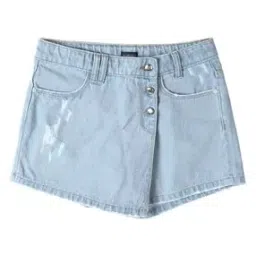 Girls Washed Distressed Regular Fit Skorts-picture-32