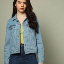 Women Lightly Washed Regular Fit Denim Jacket-53