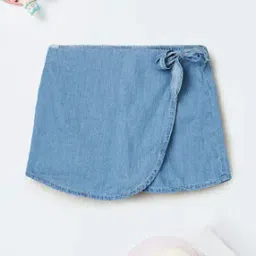 Girls Washed Denim A-Line Skorts-picture-2