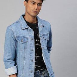 Washed Button-Front Denim Jacket-image-61