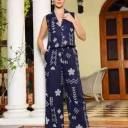 Geometric Print Top & Trousers Co-Ord Set-3