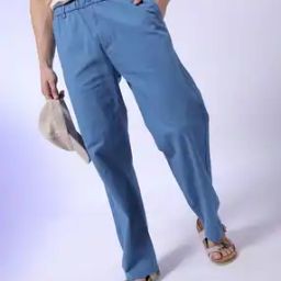 Men Flat-Front Relaxed Fit Trousers-image-97