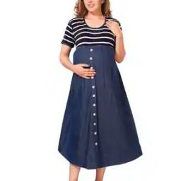 Striped A-line Dress-image-12
