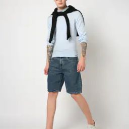 Men Lightly Washed Relaxed Fit Shorts-picture-35