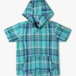 Boys Checked Regular Fit Hooded Shirt-picture-29