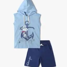 Boys Snoopy Print T-Shirt with Shorts-picture-13