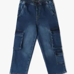Boys Lightly Washed Relaxed Fit Cargo Jeans-image-115