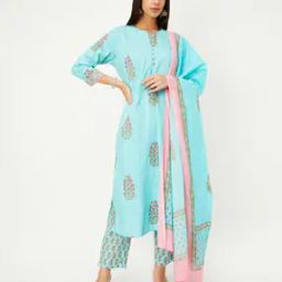 Women Floral Print Straight Kurta Set-image-40