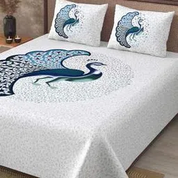 King Size Cotton Bedsheet with 2 Pillow Covers-image-48