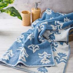 fabindia Blue Cotton Woven Towel- Medium-picture-14