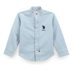 Boys Washed Cotton Shirt with Logo Embroidery-picture-21