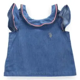 u.s. polo assn. Girls Relaxed Fit Round-Neck Top with Ruffles-picture-49