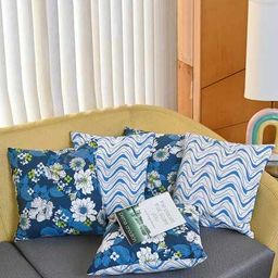 divine casa  Set of 5 Microfiber Square Cushion Cover image 1