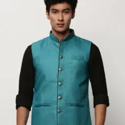 Slim Fit Nehru Jacket with Welt Pockets-image-72