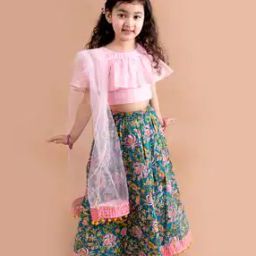 Floral Print Lehenga Choli with Dupatta-image-26
